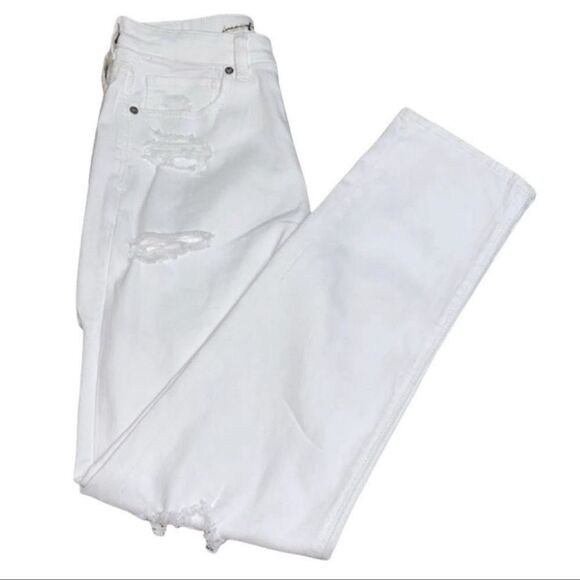 American Eagle Outfitters White Distressed Mom Jeans(Size 4 Long) - Picture 2 of 7